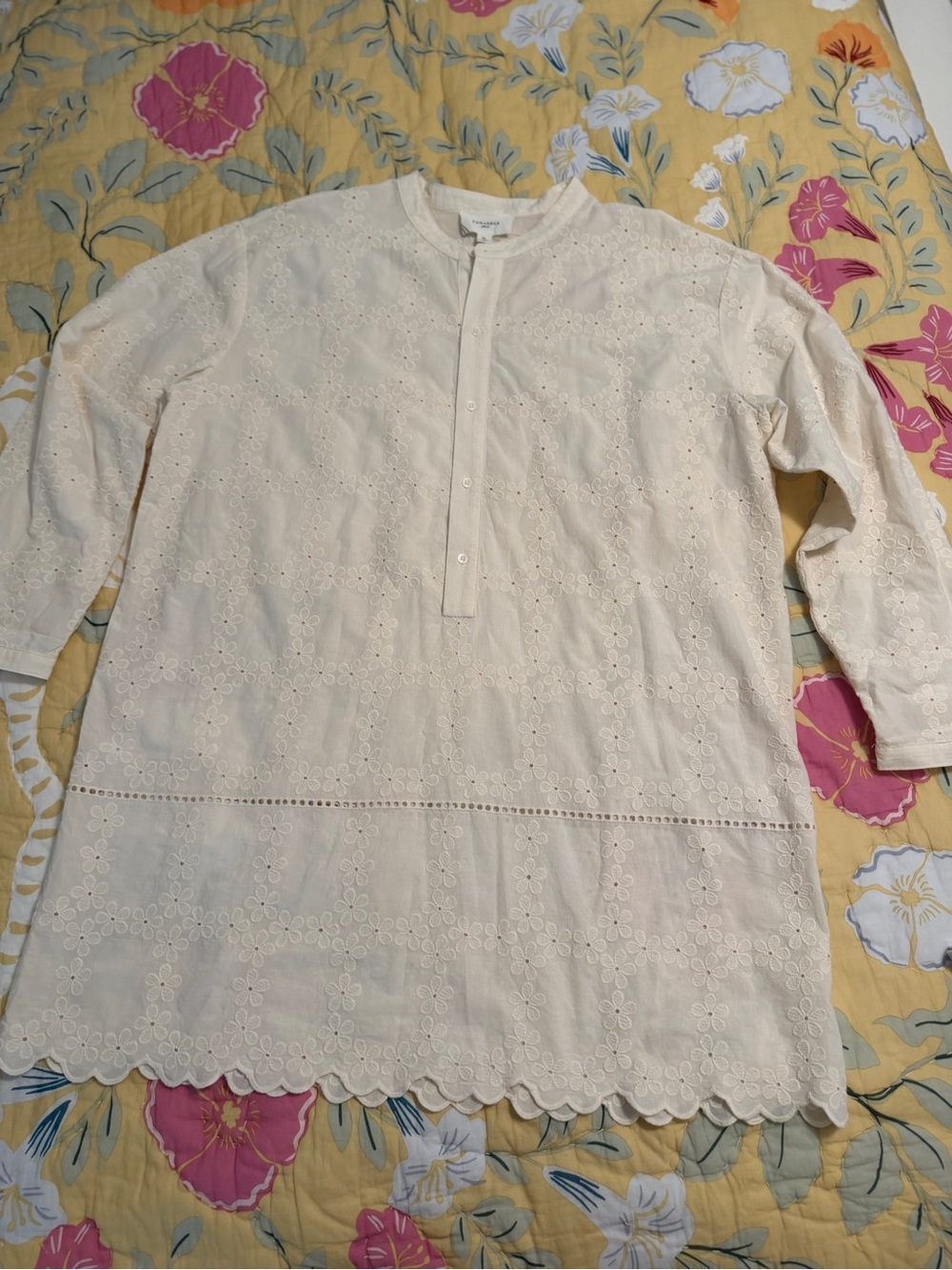 Tuckernuck Cream Eyelet Long-Sleeve Tunic Dress
